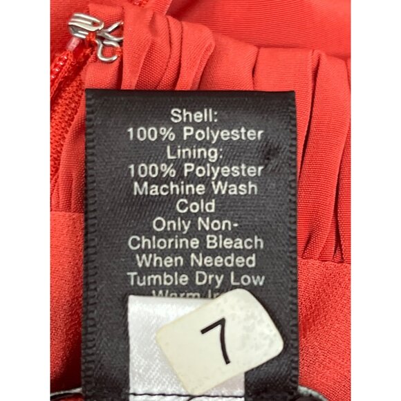 Ann Taylor Red Halter Neck Sleeveless Dress With Belt Tie Back Pleated Sz 2 - Picture 8 of 9